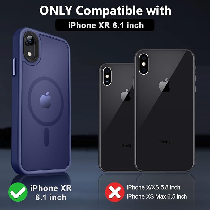 MOCCA Strong Magnetic for iPhone XR Phone Case, [Compatible with Magsafe][Mil-Grade Drop Protection] Slim Thin Translucent Matte Protective Cover Case for iPhone XR Case 6.1'', Deep Blue