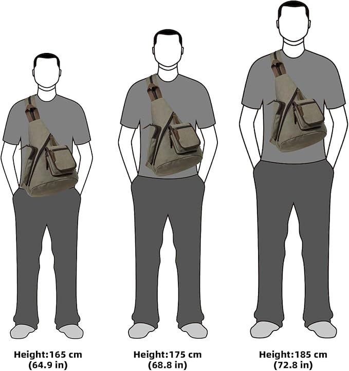 KL928 Canvas Sling Bag - Casual Crossbody Shoulder Daypack Rucksack Backpack for Men Women, Olive Green