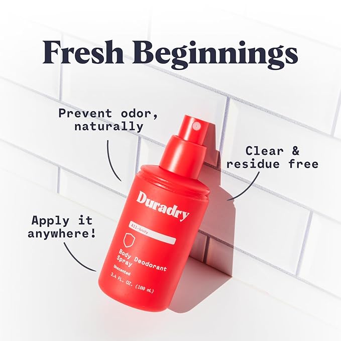 Aluminum-Free Whole Body Deodorant Spray for Men and Women - Unscented Deodorant for Whole Body, Natural Odor Neutralizer, Clear and Residue Free, Non-Staining - 3.4 Fl Oz each - Pack of 2