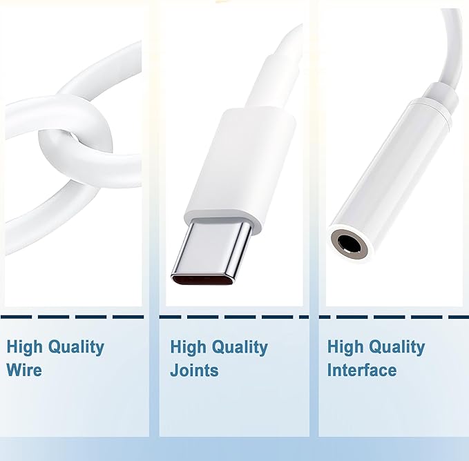 USB-C to 3.5 mm Headphone Jack Adapter,USB C to Aux Audio Dongle Cable Cord Compatible with iPhone 15 16 17 Series, Galaxy S23/S22 Ultra Headphone Adapter (White, 50 Pack)