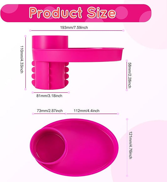 Car Seat Tray - Easily Expands Snack Tray Cup Holder Tray into 360° Cup & Travel Tray for Kids Car Seat, Booster, and Stroller (Pink)