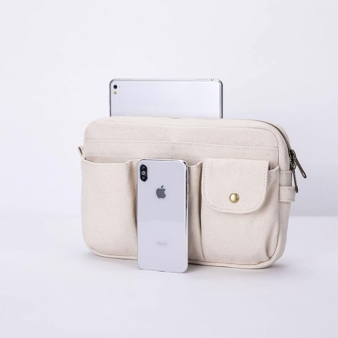 Storage Bag-arge Cosmetic Bag for Women, Travel Makeup Bag, Zip Up Bag, Cute Makeup Bag - Pure Cotton Canvas - Can be Suspended - Perfect Storage for Cosmetics