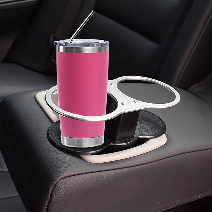 20oz insulted tumblers stainless steel cup Tumbler Bulk with push Lid, and metal straw powder coated coffee cup for cold and hot drinking (48, pink)