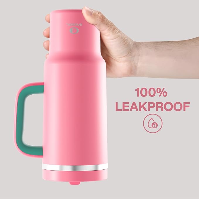 40 oz Tumbler with Handle and Straw: Stainless Steel Insulated Tumbler Keeps Cold for 24 Hours, Leakproof Travel Cup Fits in Cup Holder and BPA-Free, Tulip