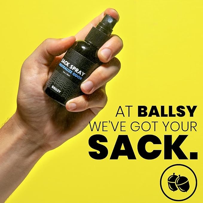 Ballsy Body & Groin Spray – Deodorant for Men - Neutralize Odor & Skin Irritation w/Tea Tree & Aloe Vera Extracts - Cruelty, Sulfate & Paraben-Free Deodorant Spray 2 oz, 1 Pack