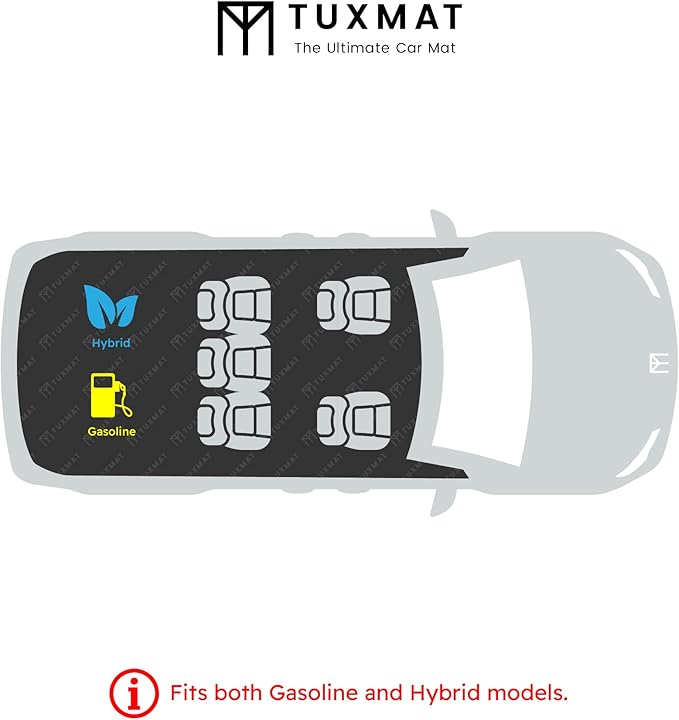 TuxMat - for Lexus RX 2023-2026 Models - Custom Car Mats - Maximum Coverage, All Weather, Laser Measured - This Full Set Includes 1st and 2nd Rows