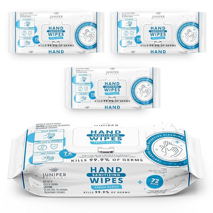 3 Pack Hand Sanitizing Wipes, Alcohol Free 216 Count Disposable Hand Sanitizer Wipes, Fresh Scent, Lint Free & Durable