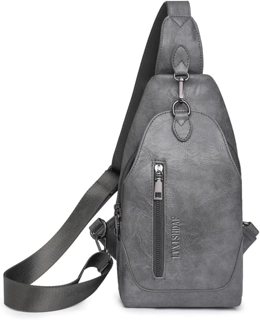 Small Sling Bag for Women - in Vegan Leather Versatile Fanny Pack, Crossbody Bags for Women with Adjustable Guitar Belt Suitable, Grey