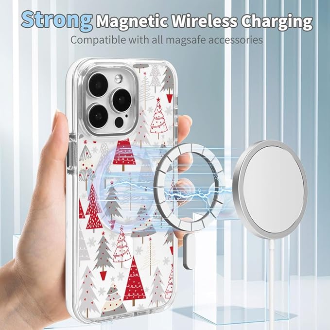 DAIZAG Case for iPhone 16 Plus, [Compatible with MagSafe],Phone Case for Women Girls Magnetic Clear Cover,Christmas Tree Snowflake