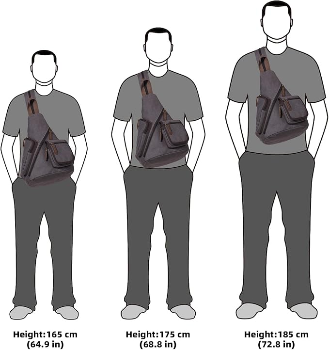 KL928 Canvas Sling Bag - Casual Crossbody Shoulder Daypack Rucksack Backpack for Men Women, Dark Grey