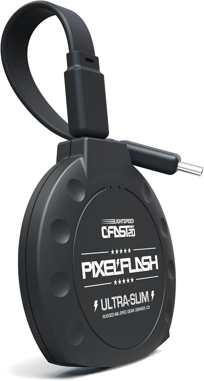 PixelFlash CFast 2.0 Card Reader USB C (Black) - Memory Card Adapter with Cabled Type-C USB 3.1 Gen 2, Up to 10Gbps File Transfer, Ultra-Slim & Anti-Slip Rubber Shell, Compatible with Most Brands & OS