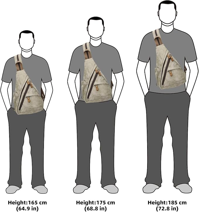 KL928 PU Leather Sling Bag - Small Crossbody Backpack Shoulder Casual Daypack Rucksack for Men Women Outdoor Cycling Hiking Travel (6881-PU-Olive Green)