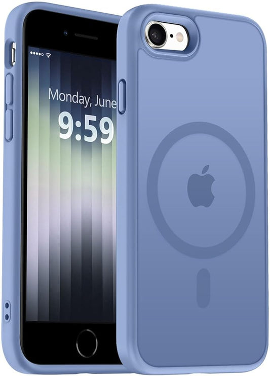 MOCCA Strong Magnetic for iPhone SE Case 2022/iPhone SE 2020 Case/iPhone 7 Case/iPhone 8 Case [Compatible with Magsafe] Slim Thin Translucent Matte Protective Cover Phone Case 4.7'', Blue