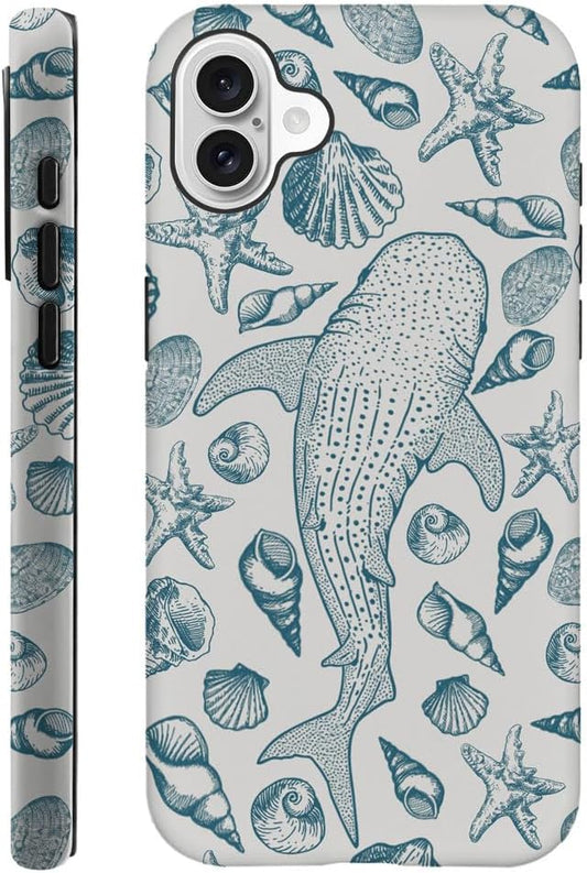 DAIZAG Case Compatible with iPhone 16 Plus,Fit Shockproof Cover for Women Girls,Beach Seashell Whale Ocean Aesthetic
