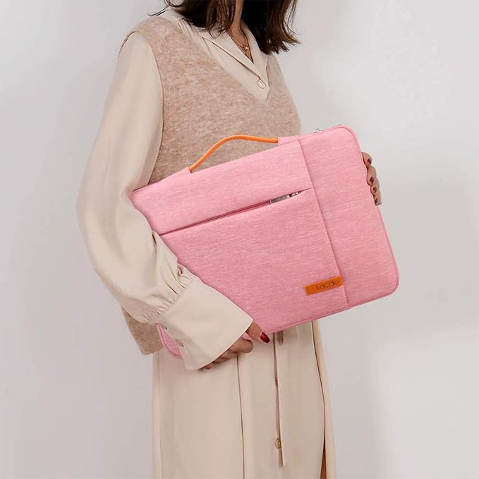 Lacdo 360° Protective Laptop Sleeve Case for 14 inch New MacBook Pro M4/M3/M2/M1 Chips Pro Max A3112 A3401 A3185 A2918 A2992 A2779 2024-2021 | 13.8" Surface Laptop 7th Copilot+PC Computer Bag, Peach