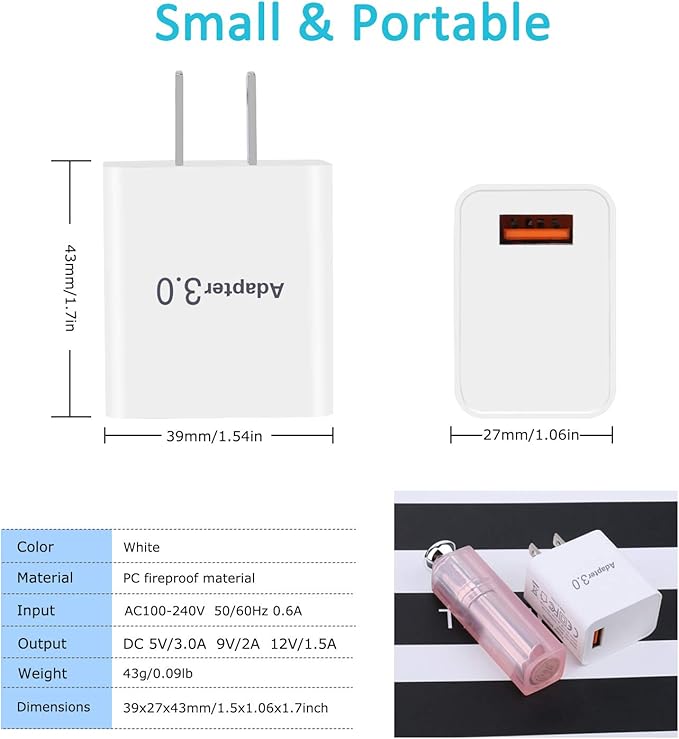 Fast Charge 3.0 Wall Charger, Besgoods [4Pack] 18W USB Fast Charging Block Compatible with iPhone 14 Pro Max 13 12 11 X XR Wireless Charger Galaxy Android Phones