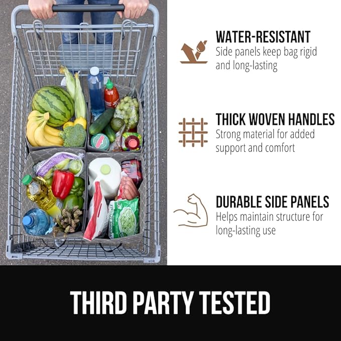 GORILLA GRIP Heavy Duty Foldable Reusable Grocery Bags, 3 PK, Tear Resistant Box Shape Shopping Tote with Reinforced Handles, Grip Feet, Easily Carry and Transport Groceries, 13x10x11, Quatrefoil Gray