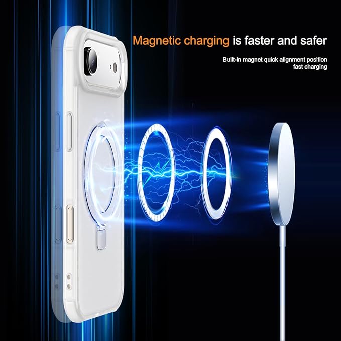 Compatible with iPhone 17 Air Case with Invisible Magnetic O-Ring Stand Military-Grade Phone Case for iPhone 17 Air 6.5" [Compatible with Mag-Safe][Great Grip Feeling],Translucent