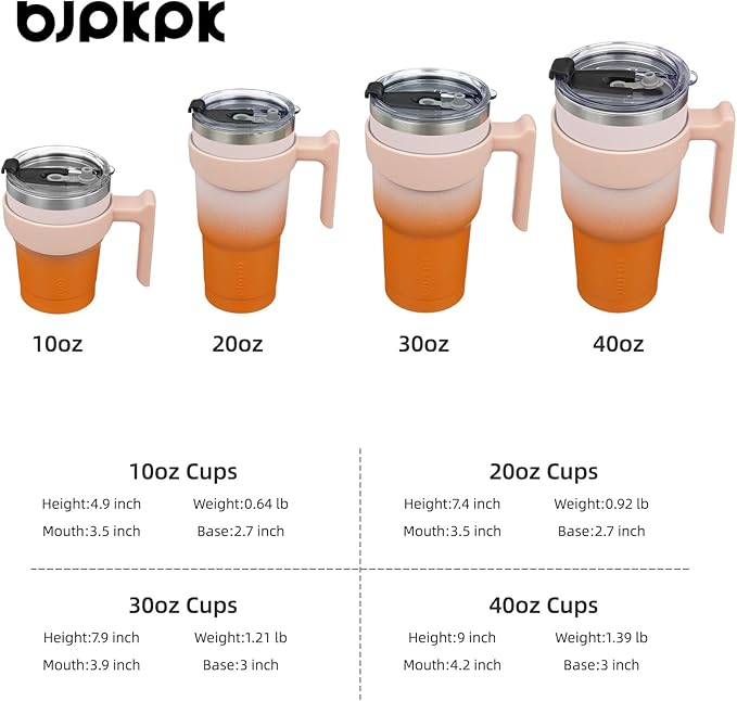 BJPKPK Tumbler With Handle And Straw 20 oz Stainless Steel Insulated Tumbler Cups With Lid For Water Or Ice Coffee,Coral