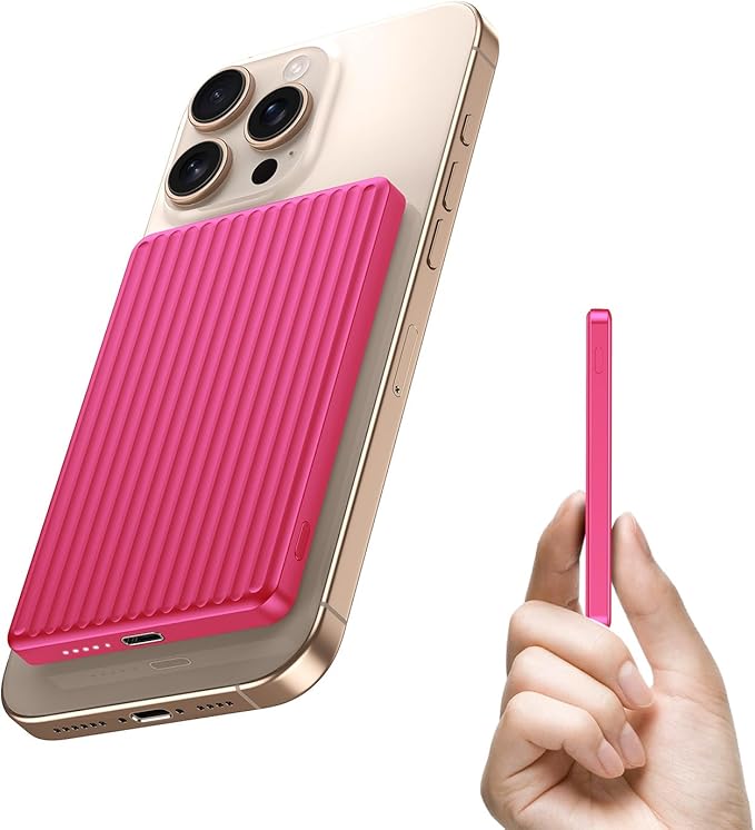 Magnetic Power Bank,Ultra Slim Wireless Portable Charger 5000mAh,20W PD Magnetic Battery Pack Fast Charging,USB C in&Out Powerbank for iPhone 16/15/14/13/12 Pro Max