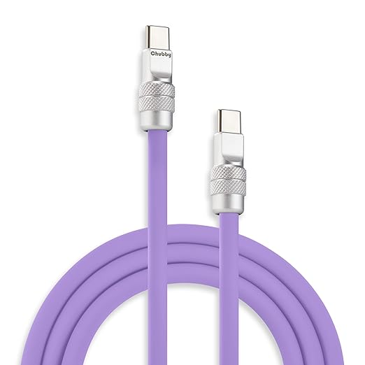 chubbycable Chubby 2.0 Fast Charging Cable Durable Soft Silicone USB C Cable 240W Extra Thick Charger Cord Compatible with iPhone 16/15 Series iPad, Light Purple, Type-C to Type-C, 19.6 FT