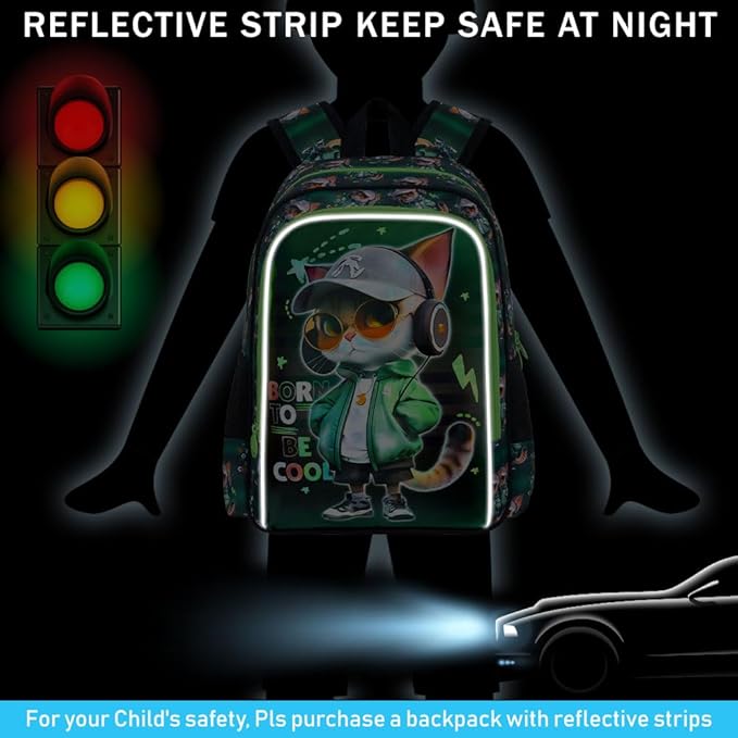 CCJPX 16" Cat Backpack for Boys, 3PCS Kids Water Resistant Preschool Bookbags, Cool Kindergarten School Backpacks and Lunch Box