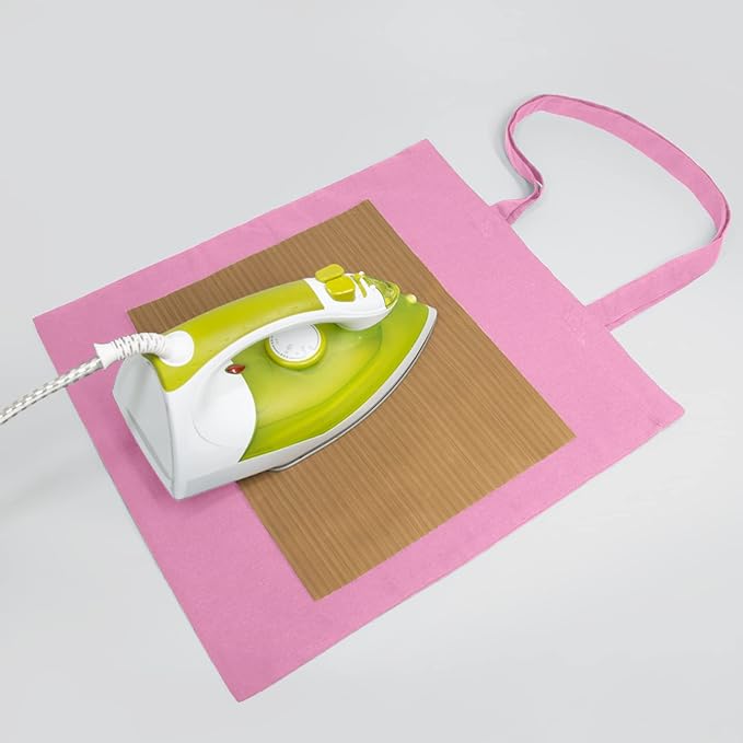 NPBAG 25 Pack 15'' X 16'' Baby Pink Cotton Tote Bags, Blank Bulk Cloth bags with 1pc of PTFE Teflon Sheet