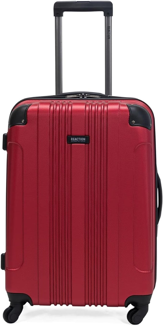 Kenneth Cole REACTION Out of Bounds Lightweight Hardshell 4-Wheel Spinner Luggage, Scarlet Red, 24-Inch Checked