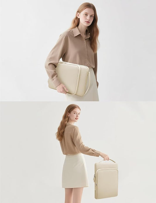 HYZUO 15-16 Inch Laptop Bag Sleeve for MacBook Pro 16 M4 M3 M2 M1 2025-2019, 15" Surface Book, Notebook Case for 15" 15.6" Dell HP Lenovo ThinkBook Asus Acer Samsung Huawei, Sand