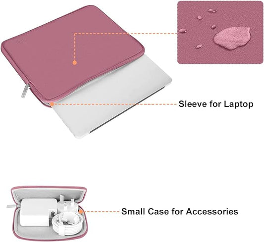MOSISO Laptop Case 13 inch, 13 inch Laptop Sleeve Bag Compatible with MacBook Air 13 M4 M3 M2 M1 2025-2018 / Pro 13 M2 M1 2025-2016, Neoprene Computer Sleeve Bag with Small Case, Dusty Rose