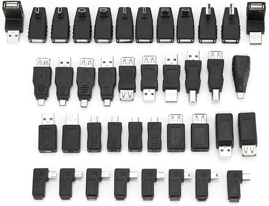 USB Adapter Kit, 40PCS Multiple USB2.0 Adapter Converter Connectors, Compatible USB1.1/1.0
