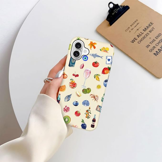 DAIZAG Case Compatible with iPhone 16,Fit Shockproof Cover for Women Girls,Fruit Flower Seashell Aesthetic