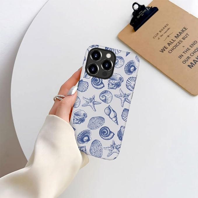 DAIZAG Case Compatible with for iPhone 16 Pro Max,Cute Blue Seashell Phone Case for iPhone 16 Pro Max for Girl Women Boy Men