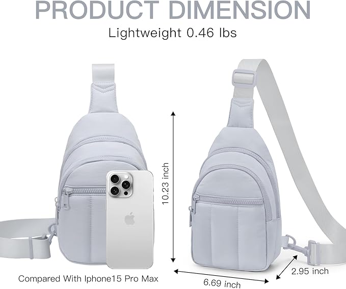 Quilted Puffer Crossbody Bags for Women Small Puffy Sling Bag Lightweight Cross Body Bubble Purse Shoulder Bag for Travel (Gray)