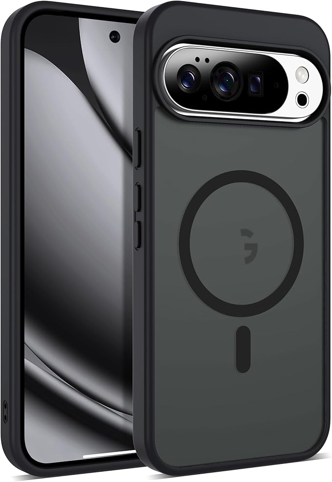 Compatible with Google Pixel 10 Pro XL Case with Magnetic [Compatible with Mag-Safe][Military Grade Drop Protection] Slim Translucent Matte Phone Case with Anti-Fingerprint Tech, Black