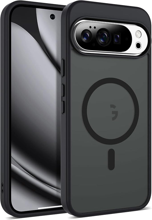 Compatible with Google Pixel 10 Pro XL Case with Magnetic [Compatible with Mag-Safe][Military Grade Drop Protection] Slim Translucent Matte Phone Case with Anti-Fingerprint Tech, Black