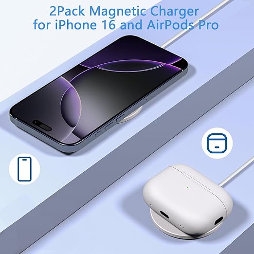 10FT Magnetic Wireless Charger, 2Pack 15W Fast Apple Mag-safe Charger Wireless iPhone Charging Pad with Charging Plug for iPhone 16 Pro Max/16 Pro/16 Plus/16/iPhone 15 Pro Max/14/13/12,AirPods 3/2/Pro