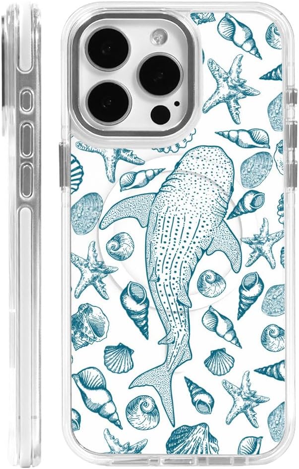 DAIZAG Case for iPhone 13 Pro Max, [Compatible with MagSafe],Phone Case for Women Girls Magnetic Clear Cover,Beach Seashell Whale Ocean Aesthetic