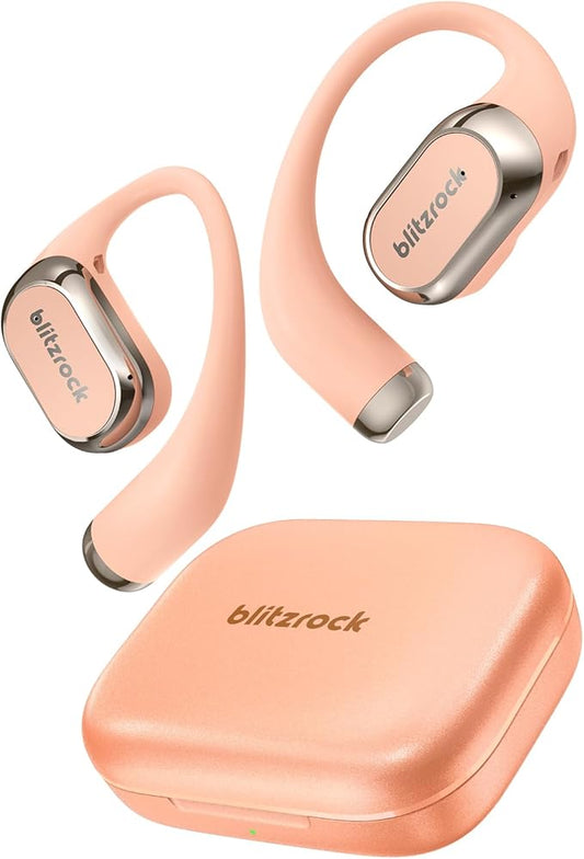 BlitzRock CT3 Pro Open Ear Headphones, Rich Balanced Sound, AI ENC 4 Mics Clear Calls,40H Playtime, IPX5 SweatSafe, Bluetooth 5.4 Wireless Earbuds with Earhooks, App Control