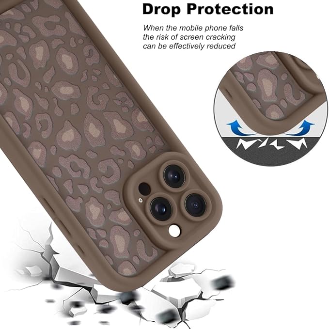 KANGHAR Case for iPhone 15 Pro Max Leopard Printed Pattern Cute Cheetah Phone Case Soft TPU Shockproof Protective Cover for iPhone 15 Pro Max 6.7 Inch Brown