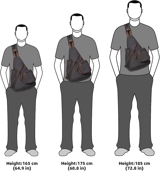 KL928 Canvas Sling Bag - Casual Crossbody Shoulder Daypack Rucksack Backpack for Men Women, Black