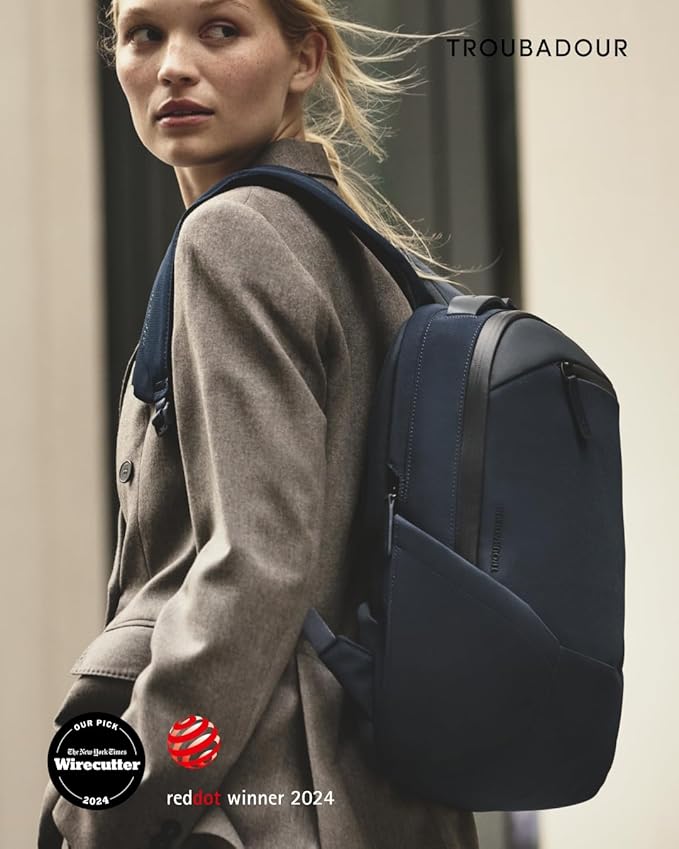 Troubadour Apex 3.0 Compact - 16L Premium Laptop Backpack - Ergonomic & Water Resistant - Designed for Work and Travel - Navy