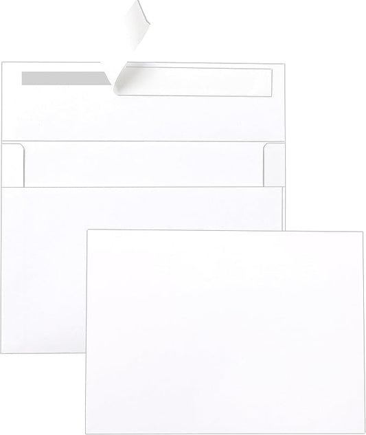 Single Panel White Thank You Cards and Envelopes 4.25 x 5.5 Heavyweight Blank Flat Cardstock and A2 Envelopes Printable Self Seal 20 Packs for Wedding Invitations, Baby Shower, Greeting Cards