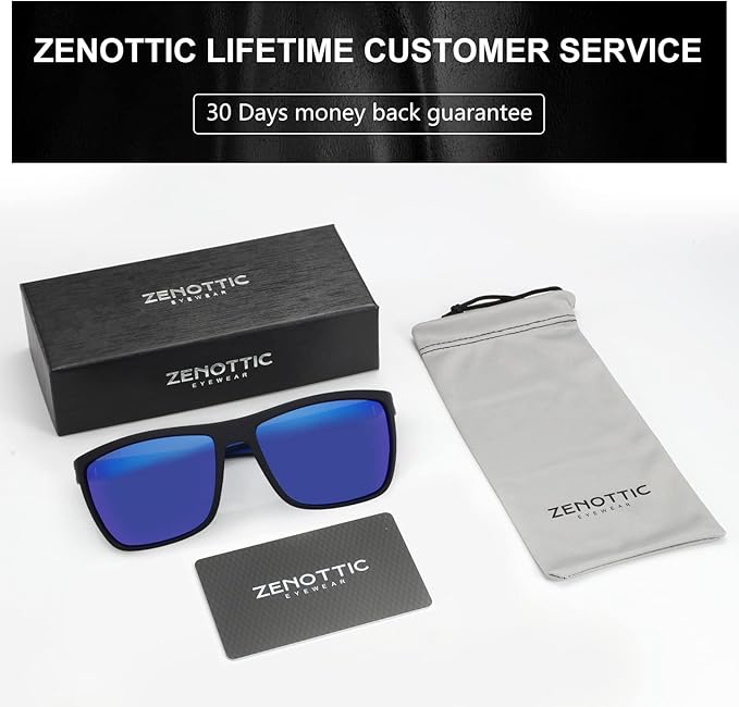 ZENOTTIC Polarized Sunglasses for Men Lightweight TR90 Frame UV400 Protection Square Sun Glasses