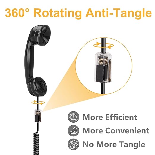 Uvital Telephone Cord Detangler, Anti-Tangle Telephone Handset Cable 360 Degree Rotating Landline Swivel Cord Untangler Black (2 Pack)