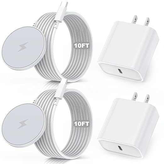 10FT Magnetic Wireless Charger, 2Pack 15W Fast Apple Mag-safe Charger Wireless iPhone Charging Pad with Charging Plug for iPhone 16 Pro Max/16 Pro/16 Plus/16/iPhone 15 Pro Max/14/13/12,AirPods 3/2/Pro