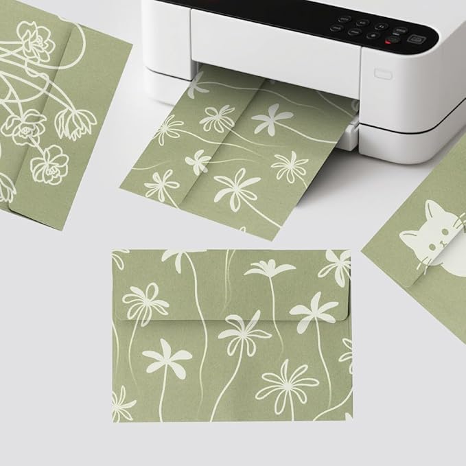 Keketer A7 Sage Green 5x7 Printable Envelopes 50 Pack Self - Seal, for 5x7 Cards, Weddings, Invitations, Baby Shower 5.25 x 7.25 Inches