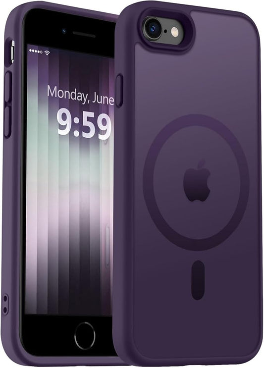 MOCCA Strong Magnetic for iPhone SE Case 2022/iPhone SE 2020 Case/iPhone 7 Case/iPhone 8 Case [Compatible with Magsafe] Slim Thin Translucent Matte Protective Cover Phone Case 4.7'', Deep Purple