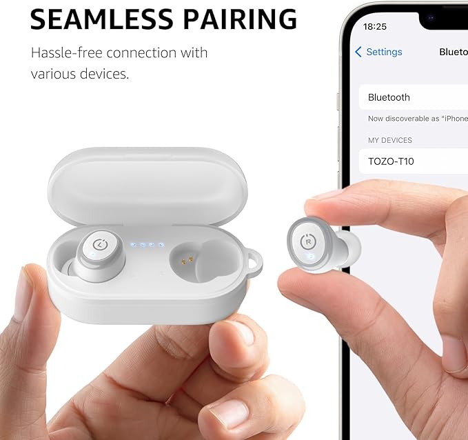 TOZO T10 Wireless Earbuds Bluetooth 5.3 Headphones, App Customize EQ, Ergonomic Design, 55H Playtime, Wireless Charging Case, IPX8 Waterproof Sound in-Ear Headset, 2025 New Version
