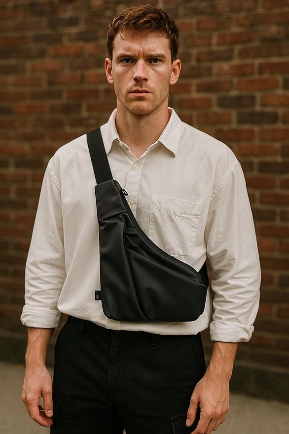 Lightweight Crossbody Bag for Women Men, Anti Theft Sling Bag with Back Pocket, Waterproof Chest Bag for Daily Use, Hiking, Cycling, Running.